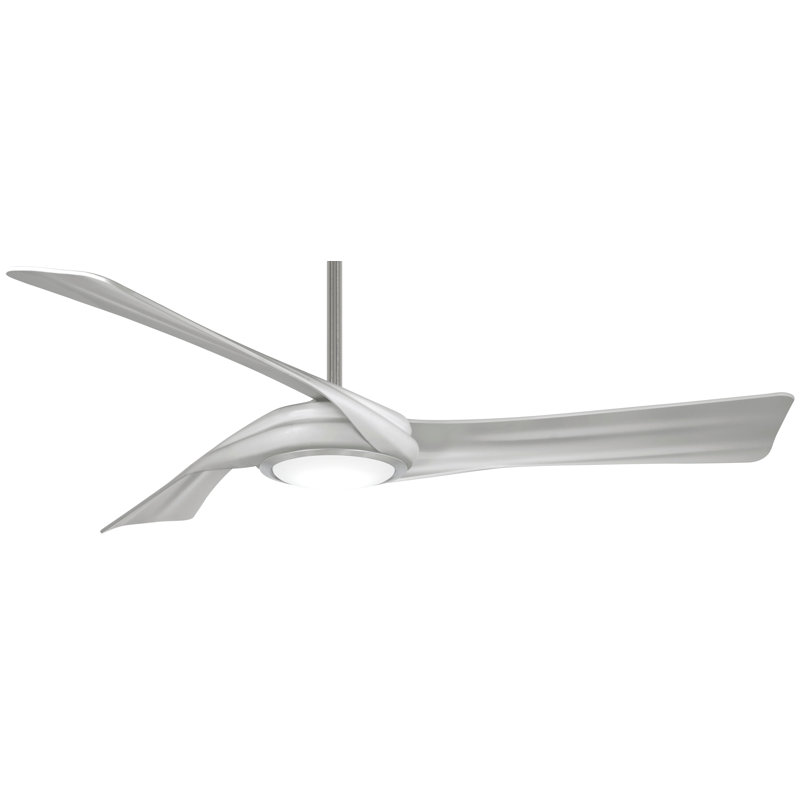60" 3 - Blade LED Smart Standard Ceiling Fan with Remote Control and Light Kit Included, Silver