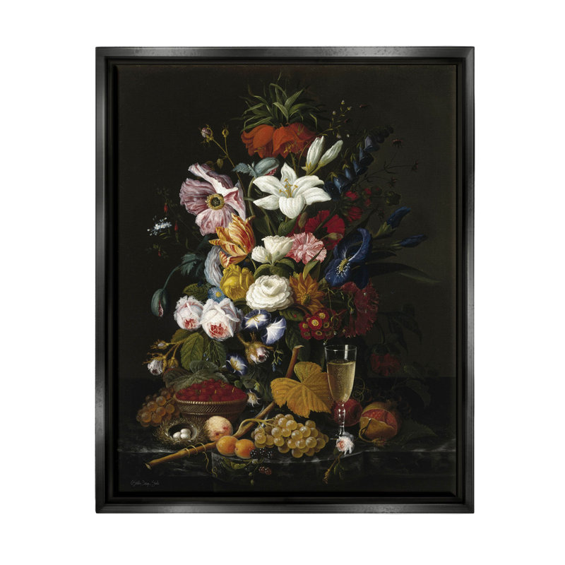 Art giclée encadré par gobelet traditionnel, Cadre flottant noir de jais, H 31 po x l 25 po x P 1,7 po