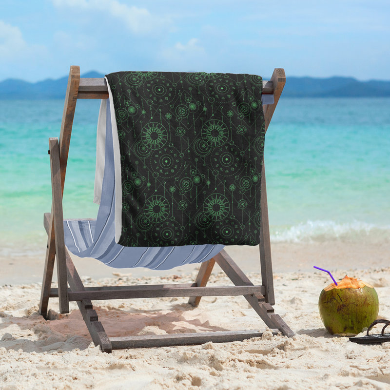 Serviette de plage Katelyn Elizabeth, Noir/vert