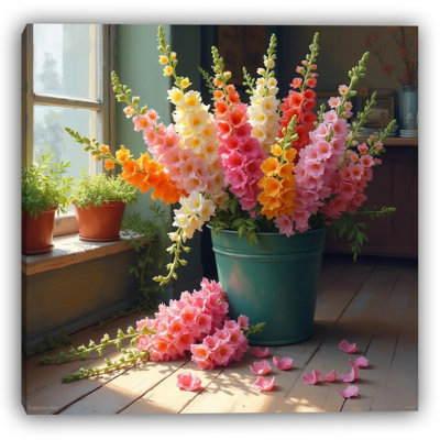 Sunroom Snapdragons - fleur colorée, art mural sur toile