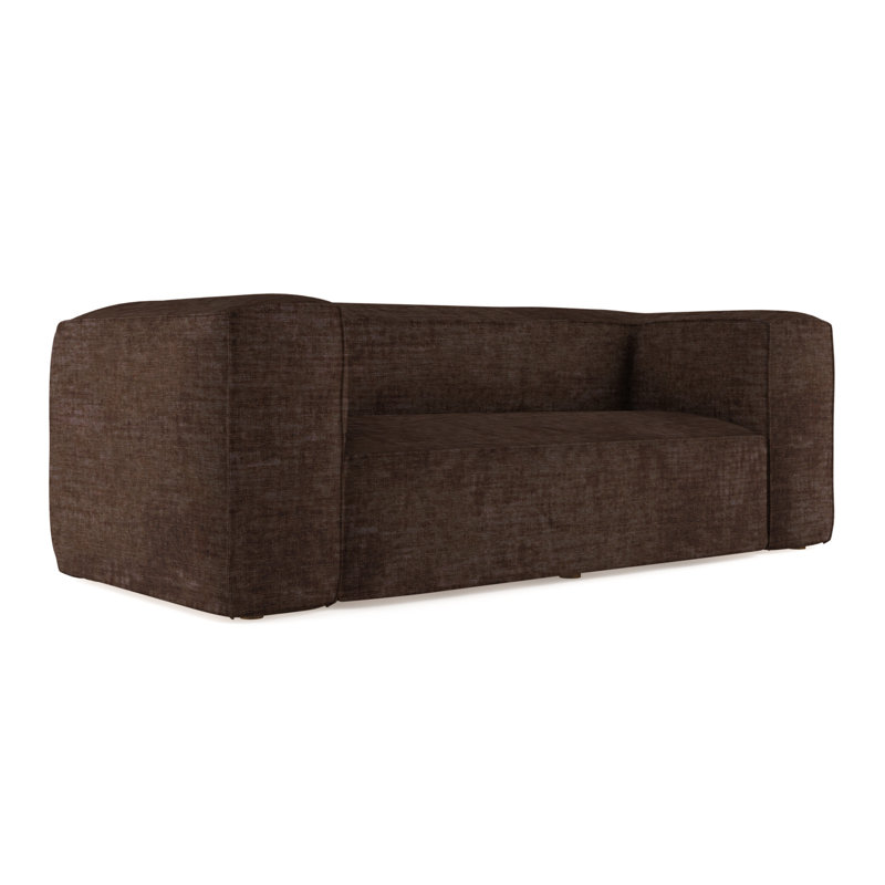 Canapé surdimensionné Varick, H 30 po x l 96 po x P 47 po, Velours écrasé chocolat, Patiné