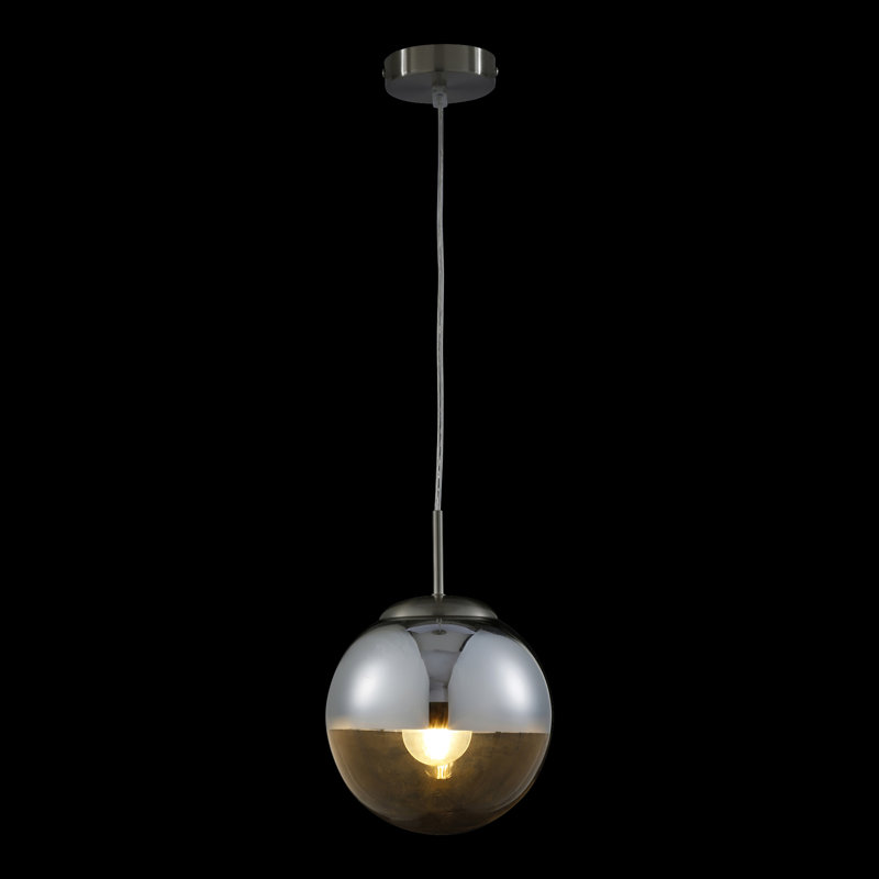 Saundra 1 - Light Matt Brushed Nickel Sphere Pendant, 120cm H x 30cm W x 30cm D