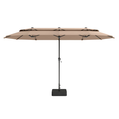 156'' X 78'' Rectangular Market Umbrella With Base Included, 2-Tier Double-Sided Outdoor Market Rectangle Umbrella