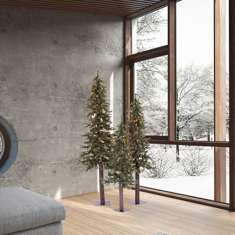 Natural Alpine Lighted Artificial Cedar Christmas Tree