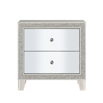 Champagne Colored Nightstand With Functional Storage And Elegance Mirrored In Elegant