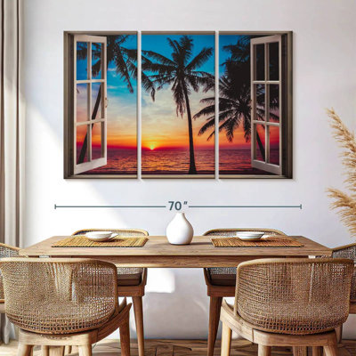 Window To Colourful Beach Wall Art Multi Piece Canvas Print