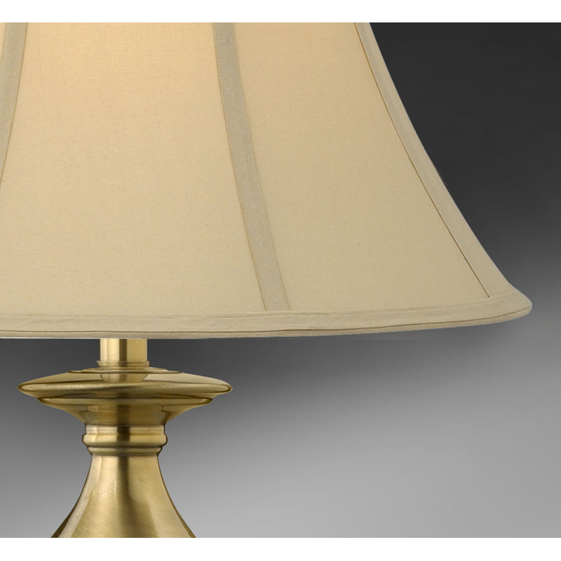 Balustrade 30" Satin Antique Brass Table Lamp, Dark Beige