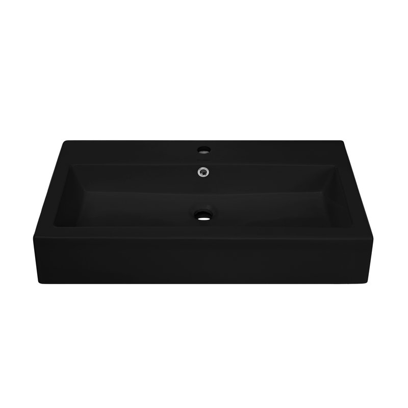 Swiss Madison Voltaire Wide Rectangle Wall-Mount Sink, Matte Black