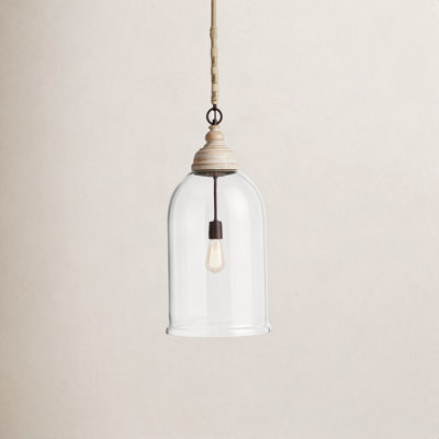 Bridgit Single Light Glass Wood Pendant