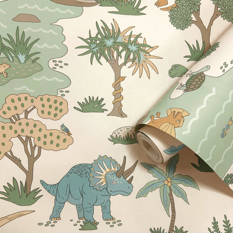 10.05m x 53cm Matte Wallpaper Roll, Cream Green