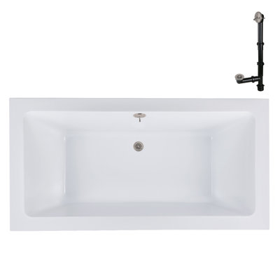 72'' x 36'' Acrylic Soaking Drop-In Bathtub, Drain Included