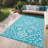 Large Waterproof Outdoor Rug Reversible Plastic Straw Patio Rug, UV-Resistant Vintage Medallion Carpet, Easy-Cleaning Portable RV Mat for Deck-1051615014