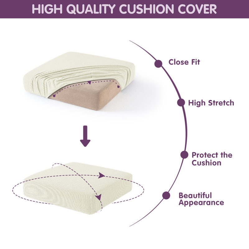 Housse pour causeuse à coussins carrés texturés, Mélange de polyester ivoire