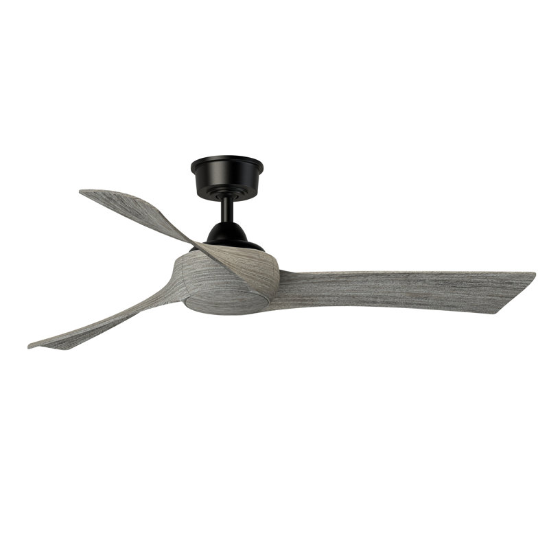 Wrap Custom 52 inch Indoor/Outdoor Ceiling Fan - Black with Weathered Wood blades, Black With Weathered Wood Blades