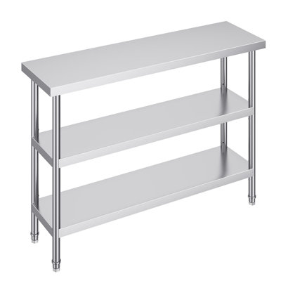SUS201 Stainless Steel Prep Table 14 x 48 Inch 1 Piece Silver