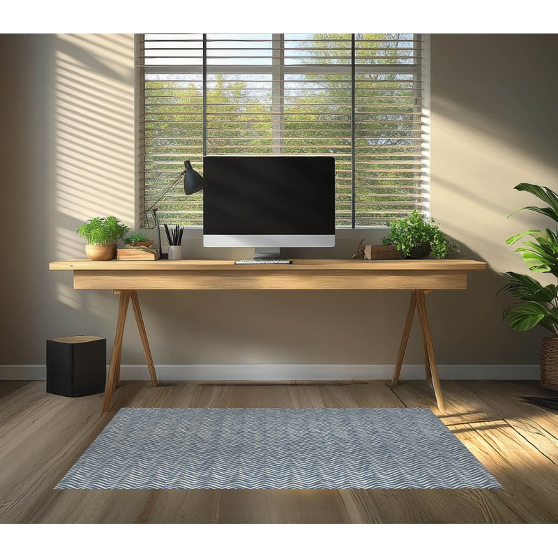 Tapis de bureau léger à chevrons, L 3 pi x L 2 pi, Blue