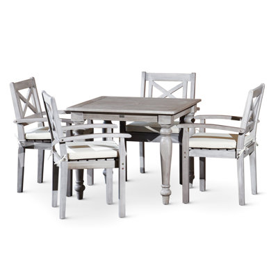 Stylish Solid Wood Square Table In Silver Gray For Outdoor Relaxation And Entertaining With Glaze, Functional Piece