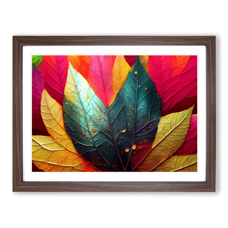 Magnificent Leaf - Single Picture Frame Print, 25cm H x 34cm W x 2cm D, Walnut
