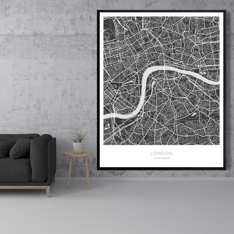 Graphic Map Of London Print On Canvas, H 60 po x l 48 po