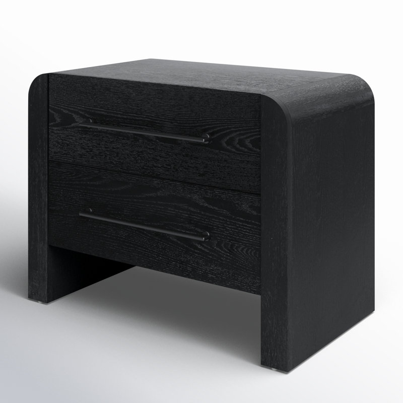 Katrina Wood 2 Drawer Nightstand, Black