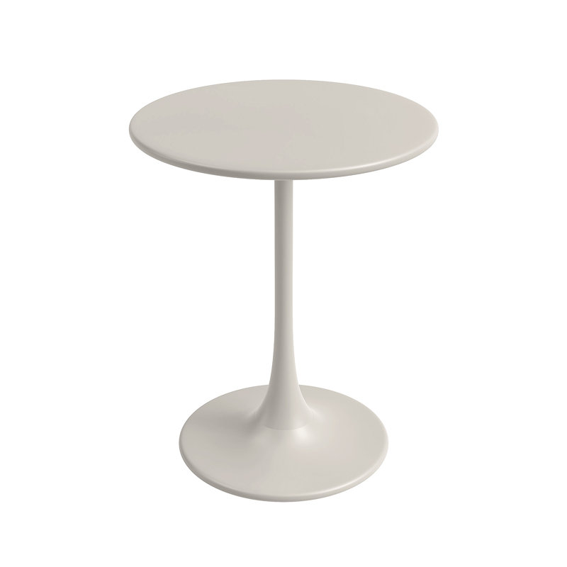 Brogel Bistro 24" Round Steel Dining Table and Pedestal Base for Indoors or Outdoors, Ivory