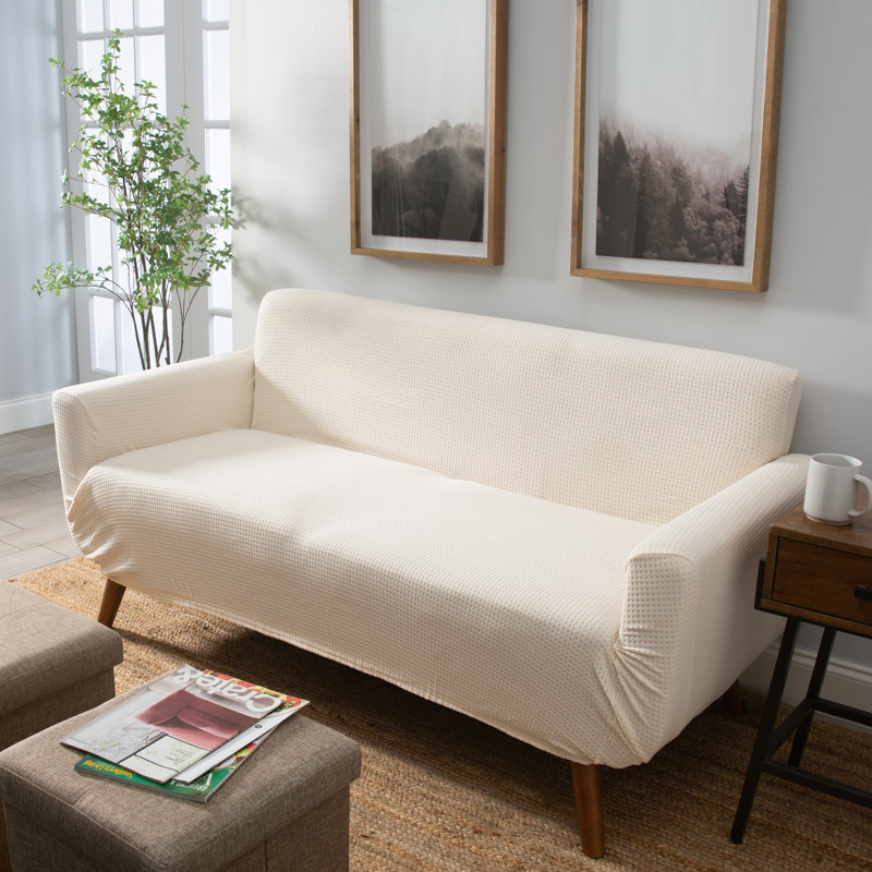 Housse pour causeuse à coussins carrés, Ivoire ivoire, H 27,5 po x l 63 po x P 96,5 po