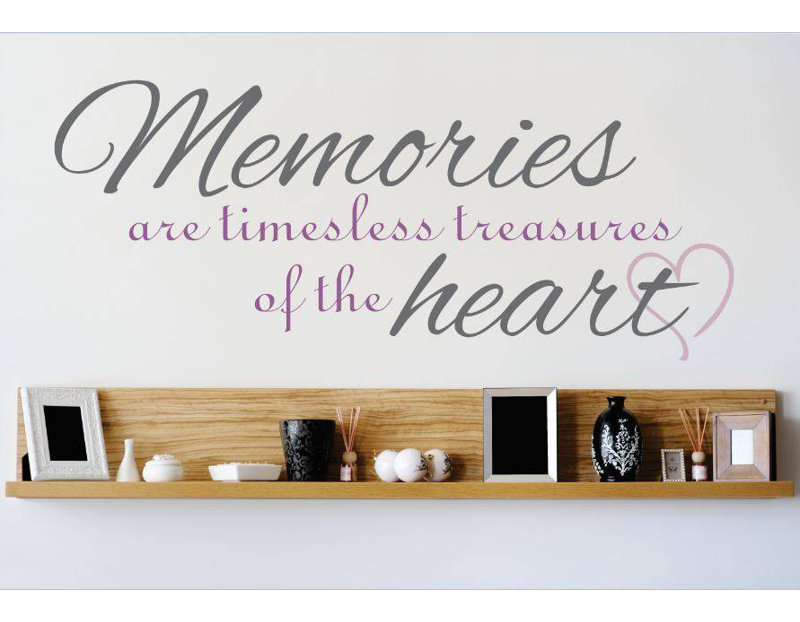 Décalcomanie murale "souvenirs" est un trésors de coeur, H 8 po x l 20 po x P 0,16 po, Lavande / Gris