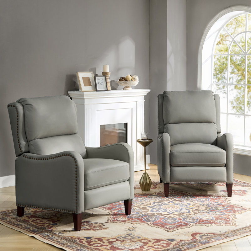 Fauteuil inclinable en cuir Beecher 28,75 po, Cuir pleine fleur Dove