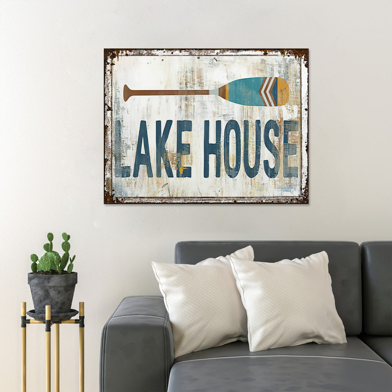 «Rowing Stick - Lake House», reproduction d'art graphique sur toile tendue, H 24 po x l 36 po x P 2 po
