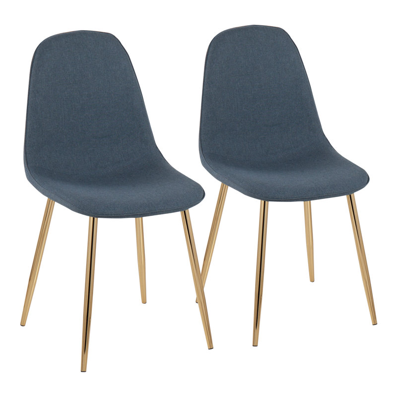 Elzada 18.5'' H Upholstered Side Chair, Gold, Blue Polyester Blend