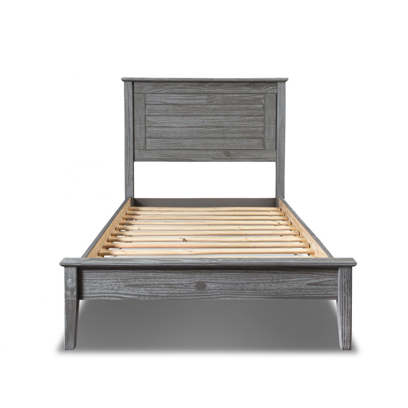 Greenport Solid Wood Louvered Bed, Brushed Gray, Twin