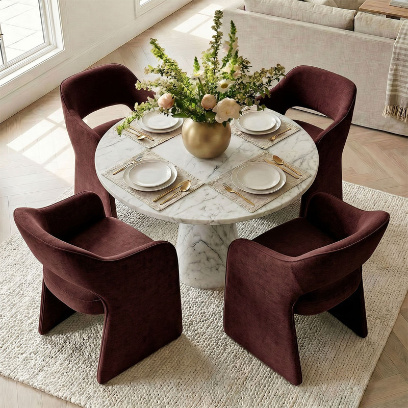 Fauteuil de salle à manger rembourré 19 po en chenille, Wine