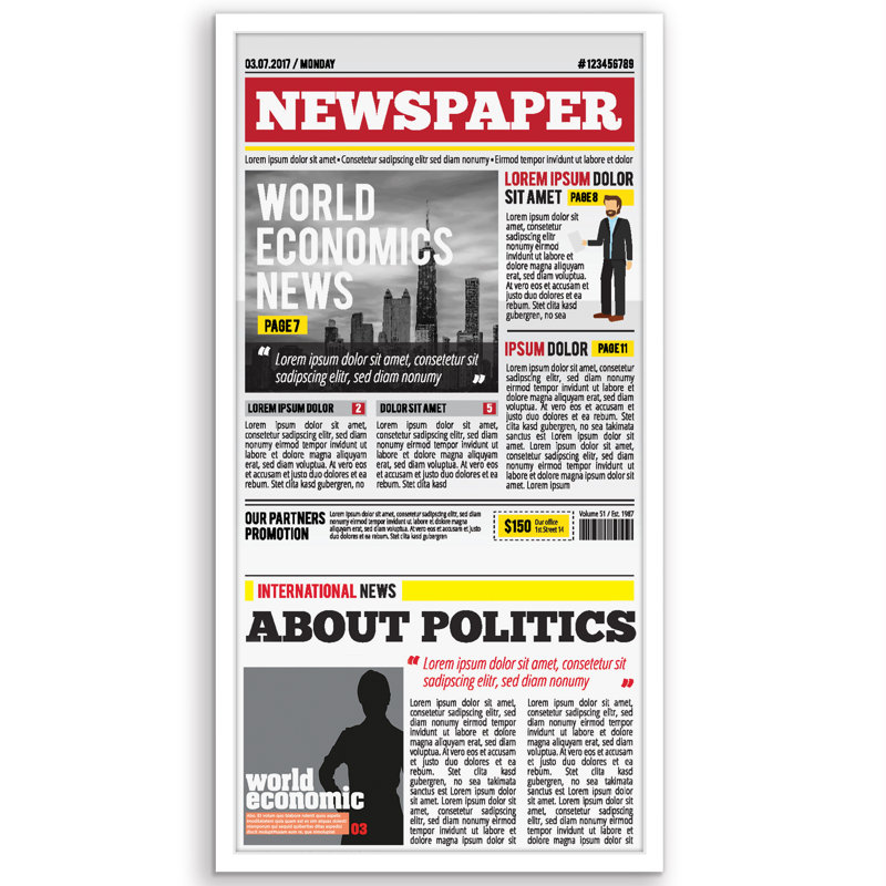 Americanflat 11x22 Newspaper Frame - Display for Assorted Media Articles - Thin Picture Frame with Polished Plexiglass for Wall Display