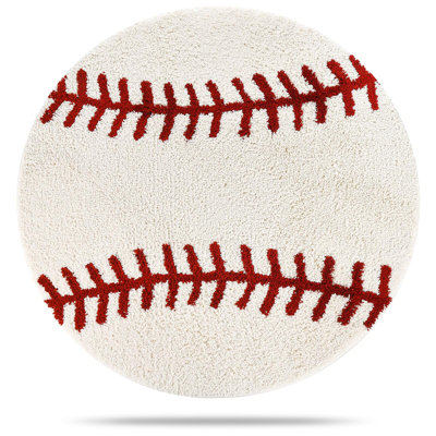 Tapis de baseball rond rond 36 po - Tapis de sport en microfibre avec envers antidérapant TPR, décoration de baseball pour chambre de garçon, chambre d'enfant, salle de jeu et cadeau pour les amateurs de baseball