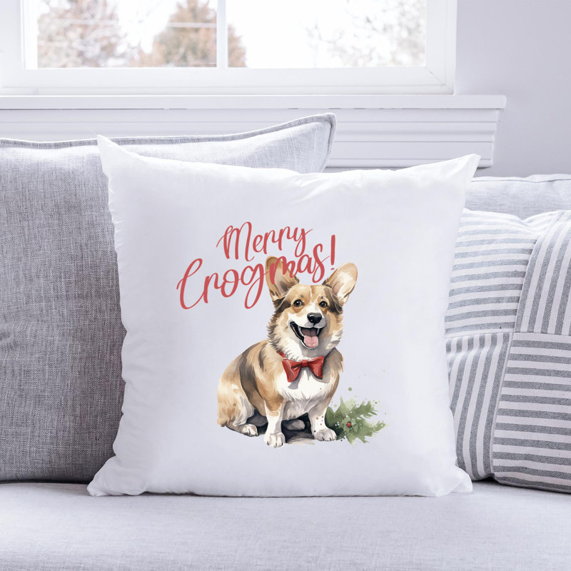 05_corgi Reversible Throw Pillow, 14" x 14"