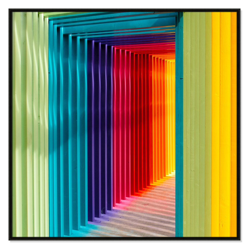 «Colorful Passage I» par Robert Katzki, Cadre flottant espresso, H 41,5 po x l 41,5 po x P 2 po