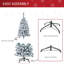 4FT Prelit Artificial Snow Flocked Christmas Tree with Warm White LED Light, Holiday Home Xmas Decoration, Green White