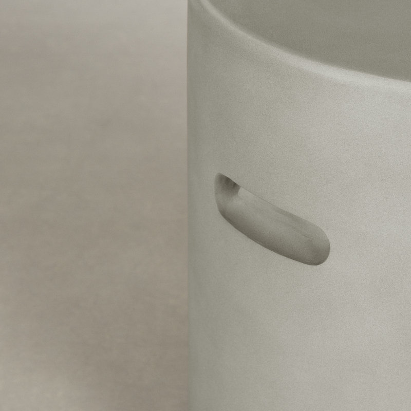 Greige Magnesium Oxide Round Cylindrical Side Table