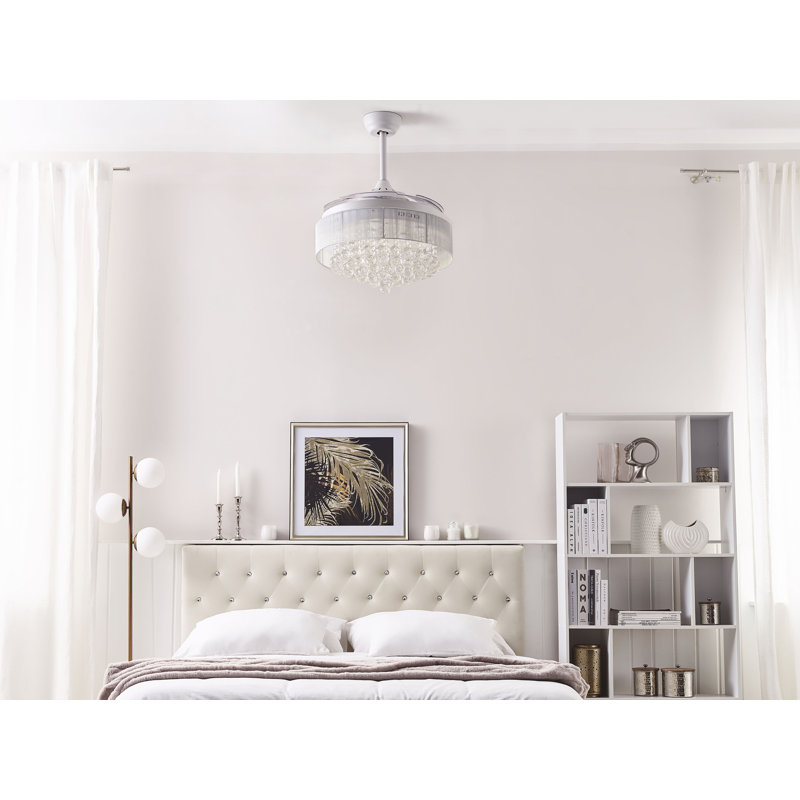 Jemma 100cm Ceiling Fan with Light Kit, White/Clear Blades