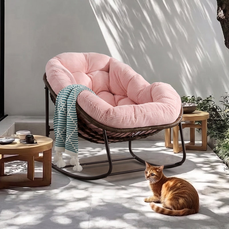 Fauteuil Papasan berçant surdimensionné pour patio, Rose