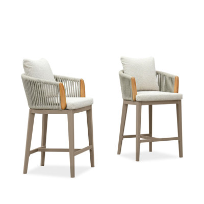 Tabourets de hauteur de comptoir et de bar avec accoudoirs de couleur contrastante et coussin en oléfine