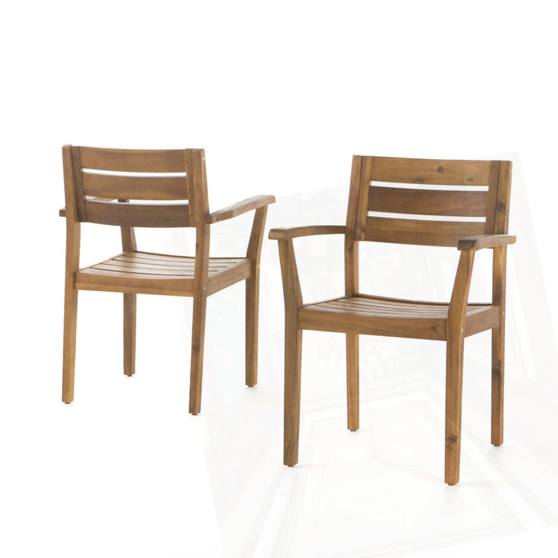 Set Of 2 Acacia Wood Patio Armchair, Teak