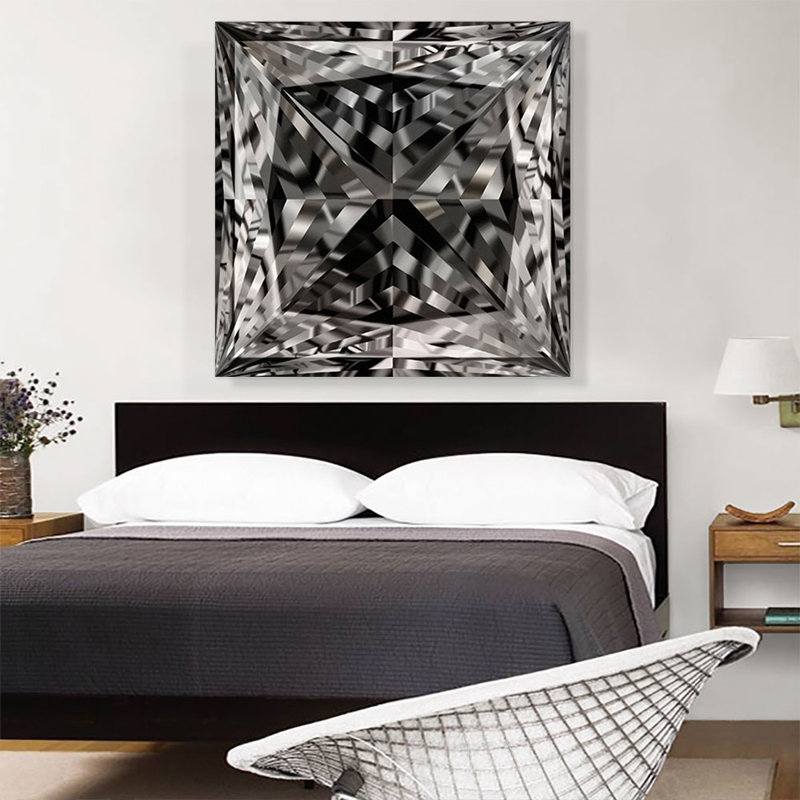 " Black White Princess Cut Diamond Jewel ", 36" H x 36" W x 1.5" D