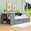 Lit en bois à deux tiroirs Northup avec station de charge et tablettes-879577633-879577635