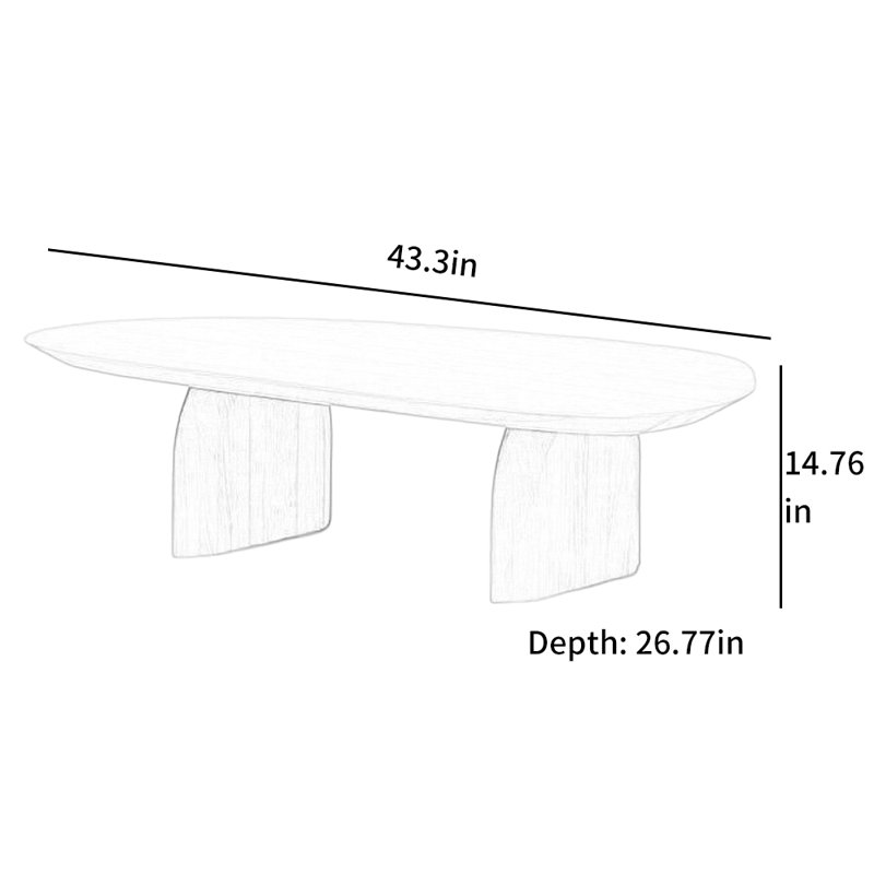 Solid Wood Coffee Table Minimalist Design, Black