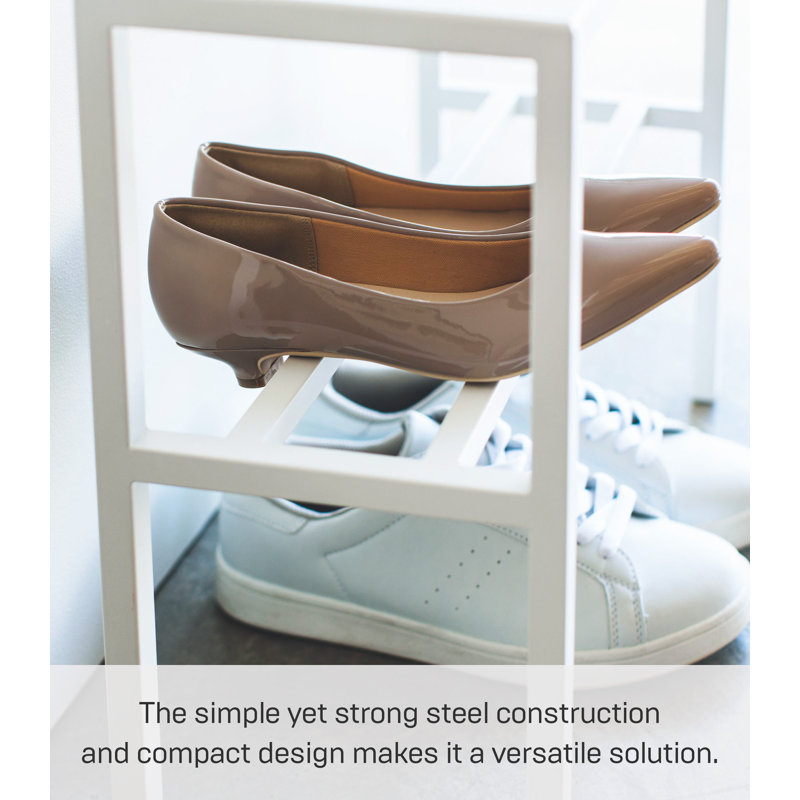 White Metal Tower Shoe Organizer with Entryway Shelf