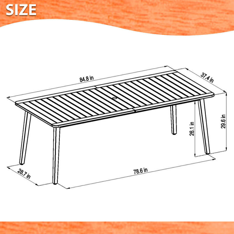 Audre Rectangular Eucalyptus Outdoor Dining Table