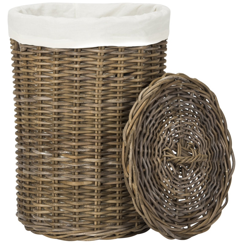 Ensemble de panier à linge rond en rotin 2 pièces Kingstein