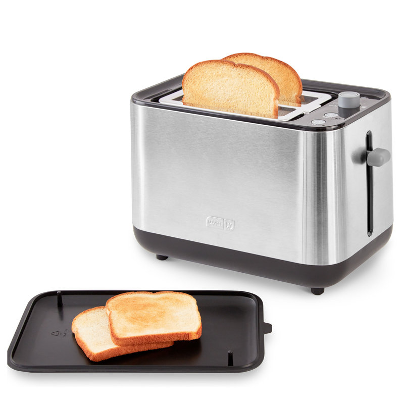 Dash SmartStore 2-Slice Toaster, Black/Chrome