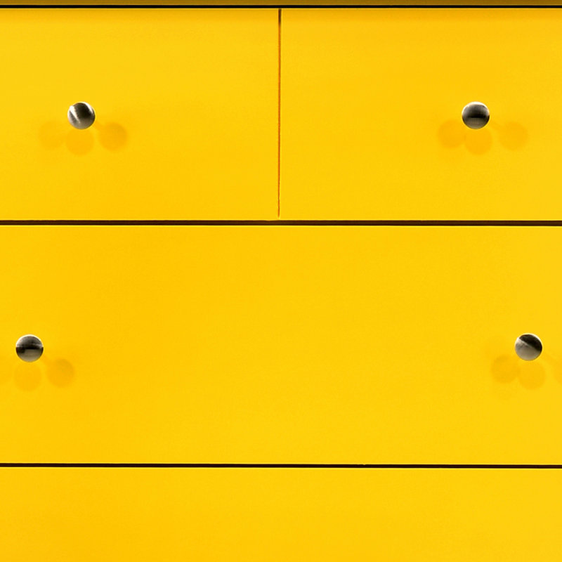 Commode moderne à 6 tiroirs, commode de rangement pour chambre à coucher, Jaune